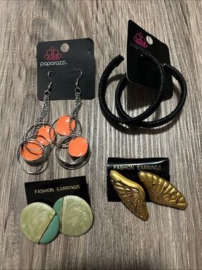 paparazzi Orange and Silver Multi-Ring Drop and other large earrings